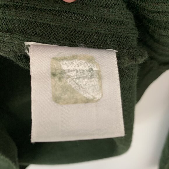 Vintage Versace Green Ribbed Quarter-Zip Knit Sweater Size S Brown Trim Wool - Picture 5 of 8